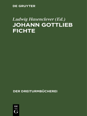 cover image of Johann Gottlieb Fichte